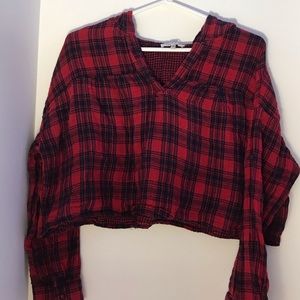 Red/ black cropped hoodie
